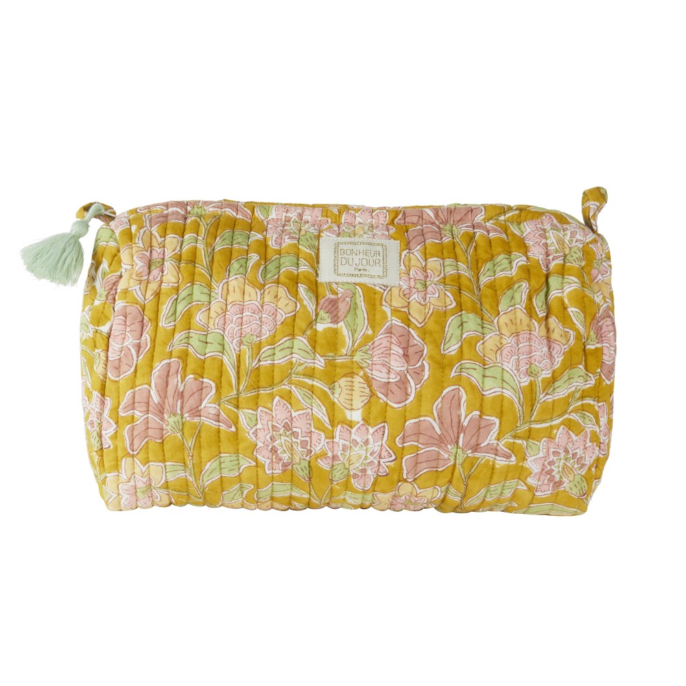 Cotton cosmetic bag with zipper and inside pocket