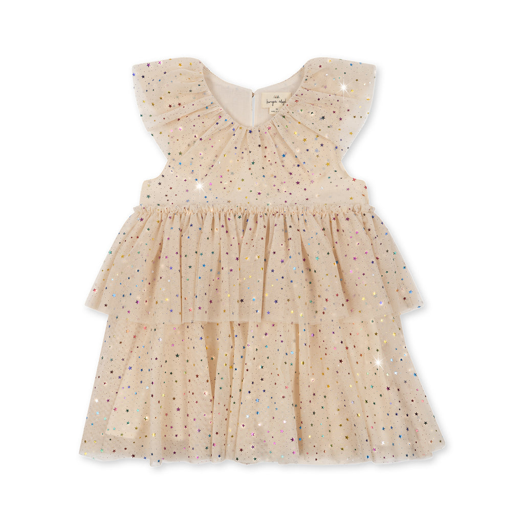 Dress with frill details, tulle skirt with stars