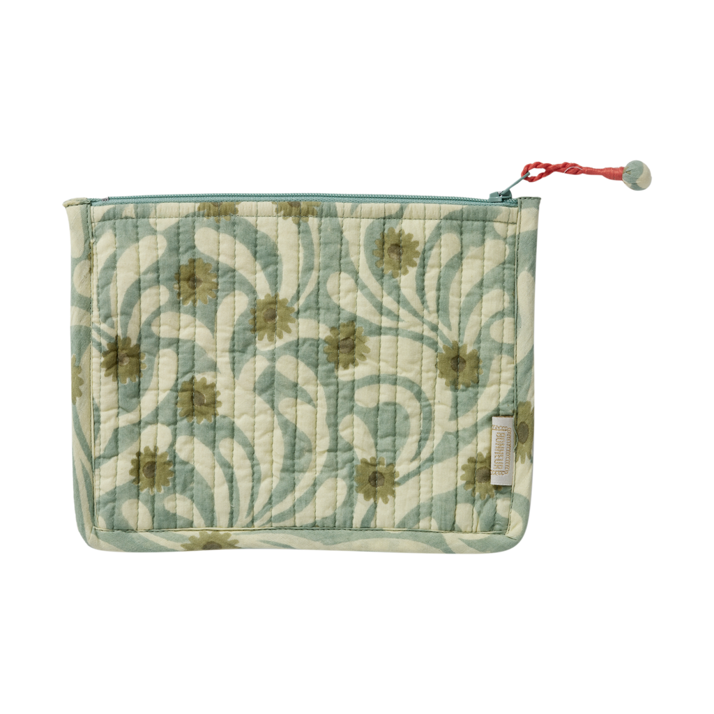 POUCH Poppies Blue Green