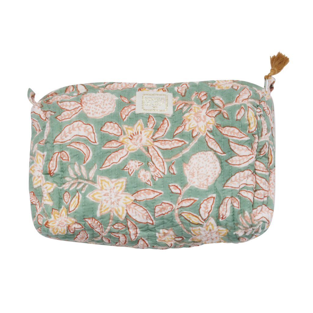 Cotton cosmetic bag with zipper and inside pocket