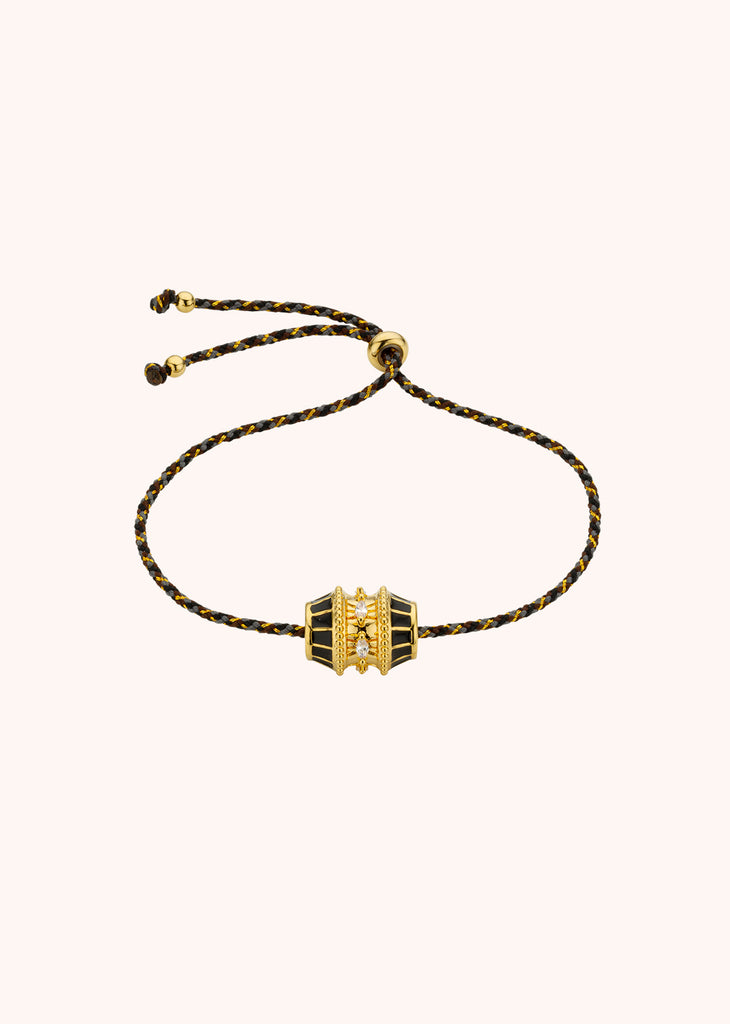 TALISMAN LINK BLACK BRACELET 24-carat fine gold plating