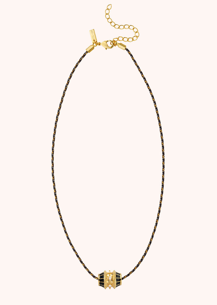 TALISMAN LINK BLACK NECKLACE 24-carat fine gold plating
