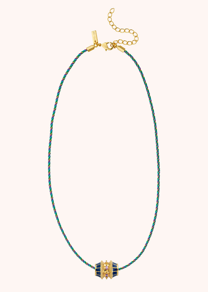 TALISMAN LINK BLUE NECKLACE  24-carat fine gold plating