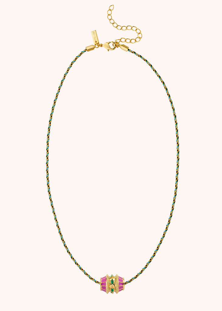 FUCHSIA TALISMAN LINK NECKLACE 24-carat fine gold plating