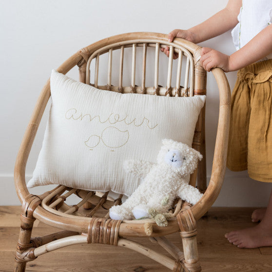 embroidered cushion amour A lovely birth gift idea